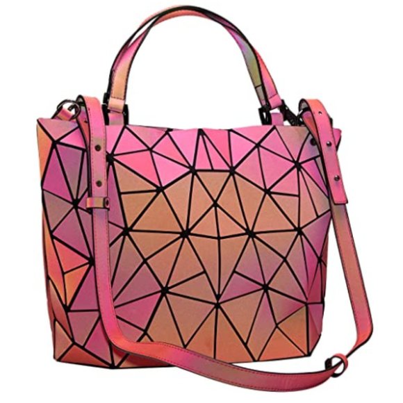 Red Geometric Holographic Flash Reflective Bag - Picture 7 of 8